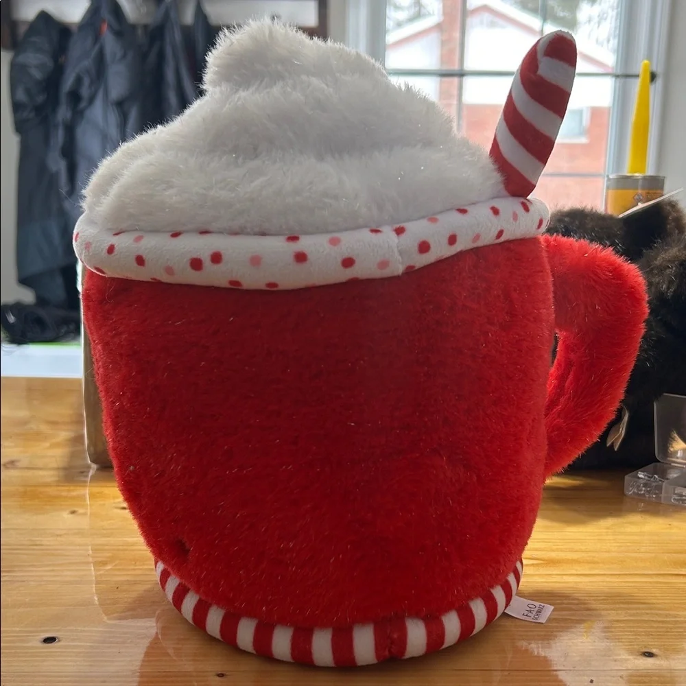 FAO Schwarz Red Holiday Mug Pillow with Whipped Cream Top - Picture 3 of 5